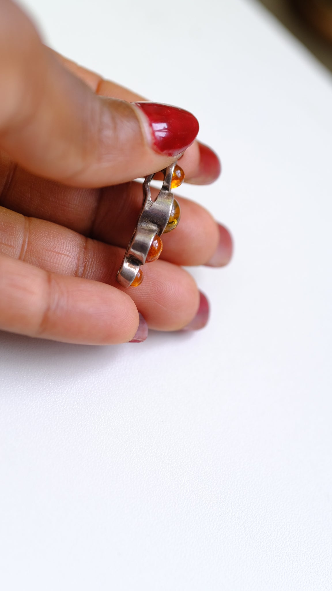 Sterling silver and Baltic amber pendant