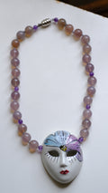 Vintage amethyst and porcelain necklace