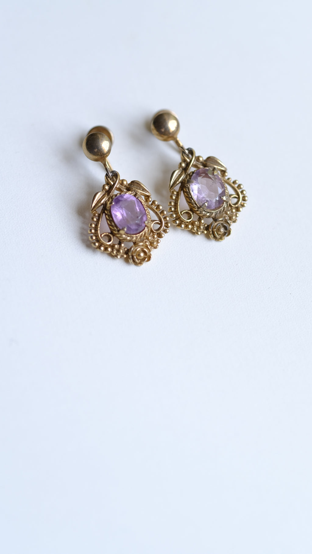 Vintage Amethyst screw back earrings