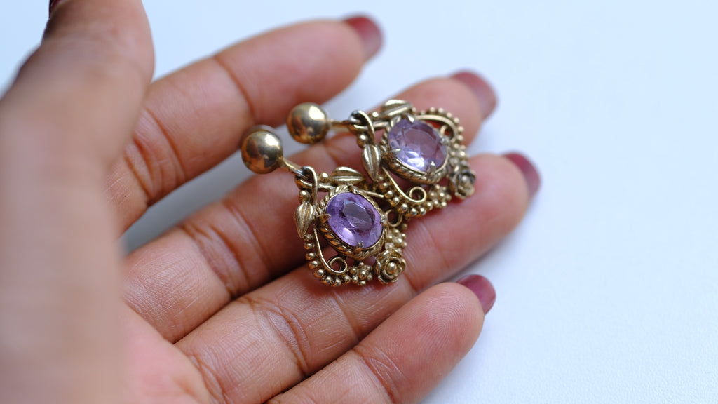 Vintage Amethyst screw back earrings