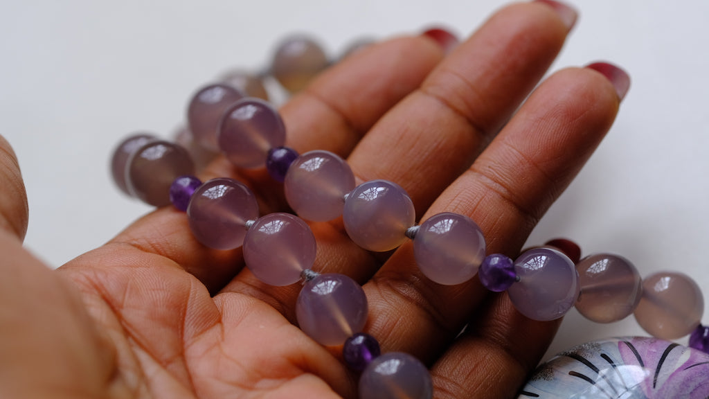 Vintage amethyst and porcelain necklace
