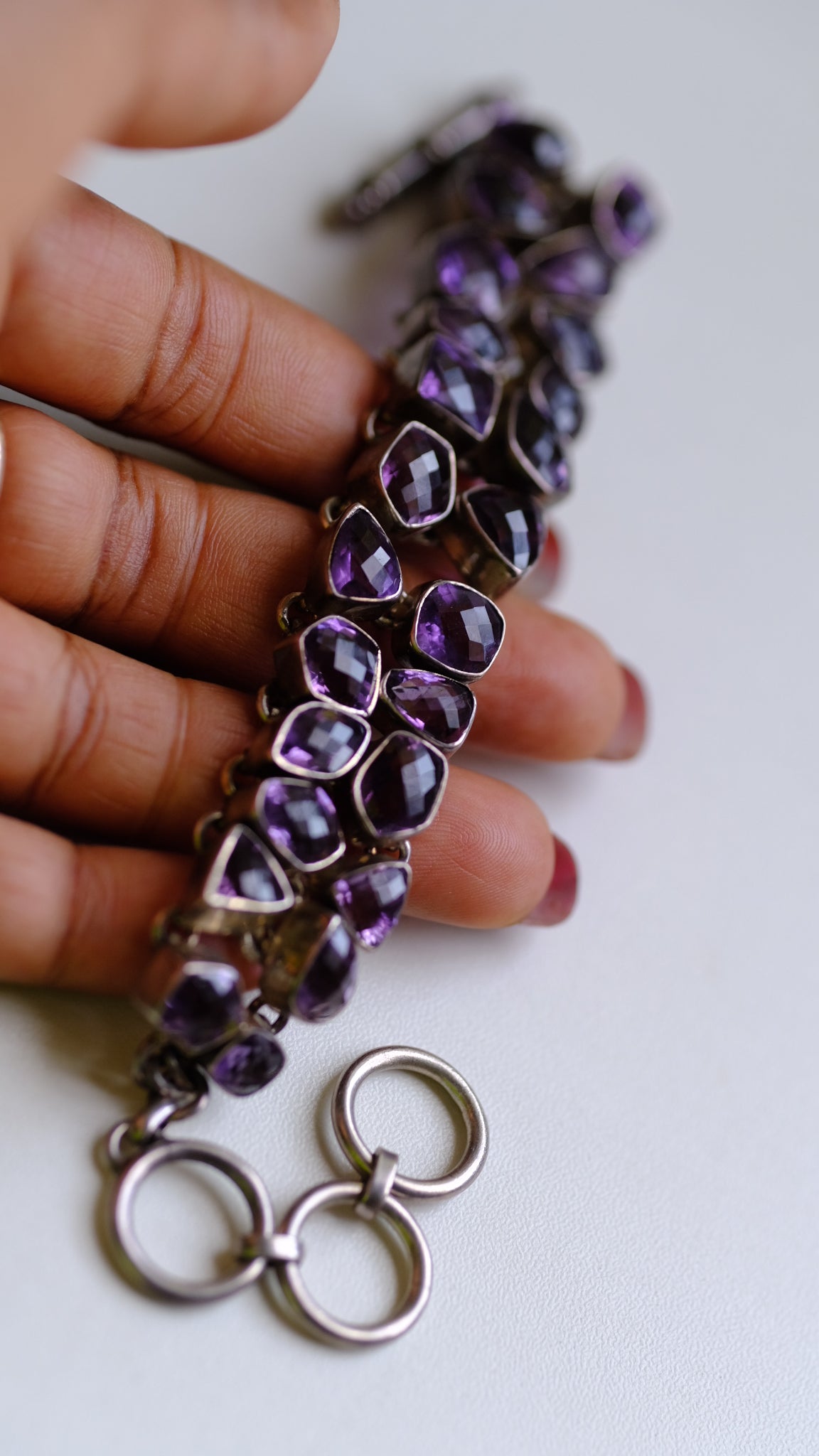 Sterling silver and amethyst bracelet