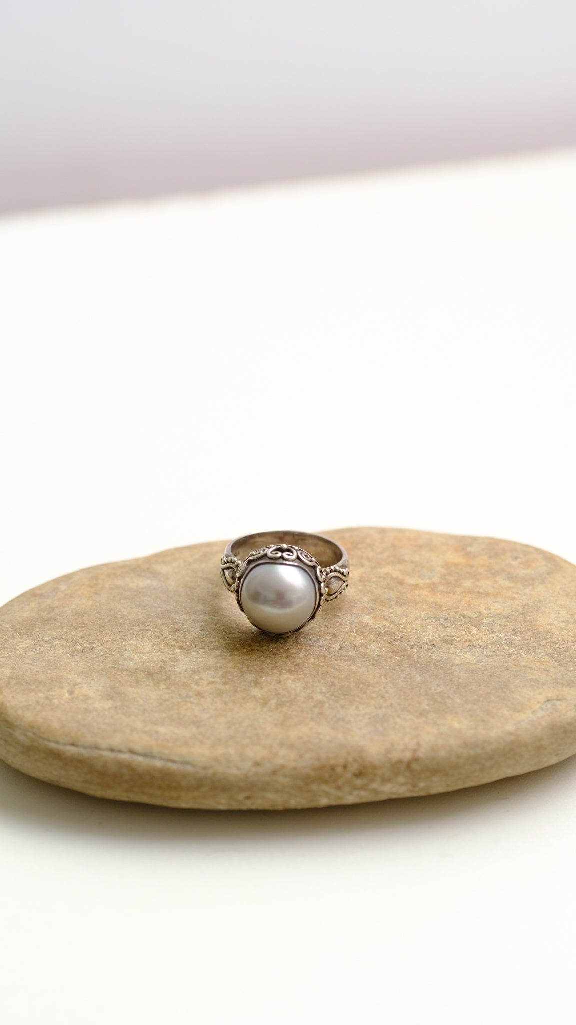 925 Sterling vintage pearl ring