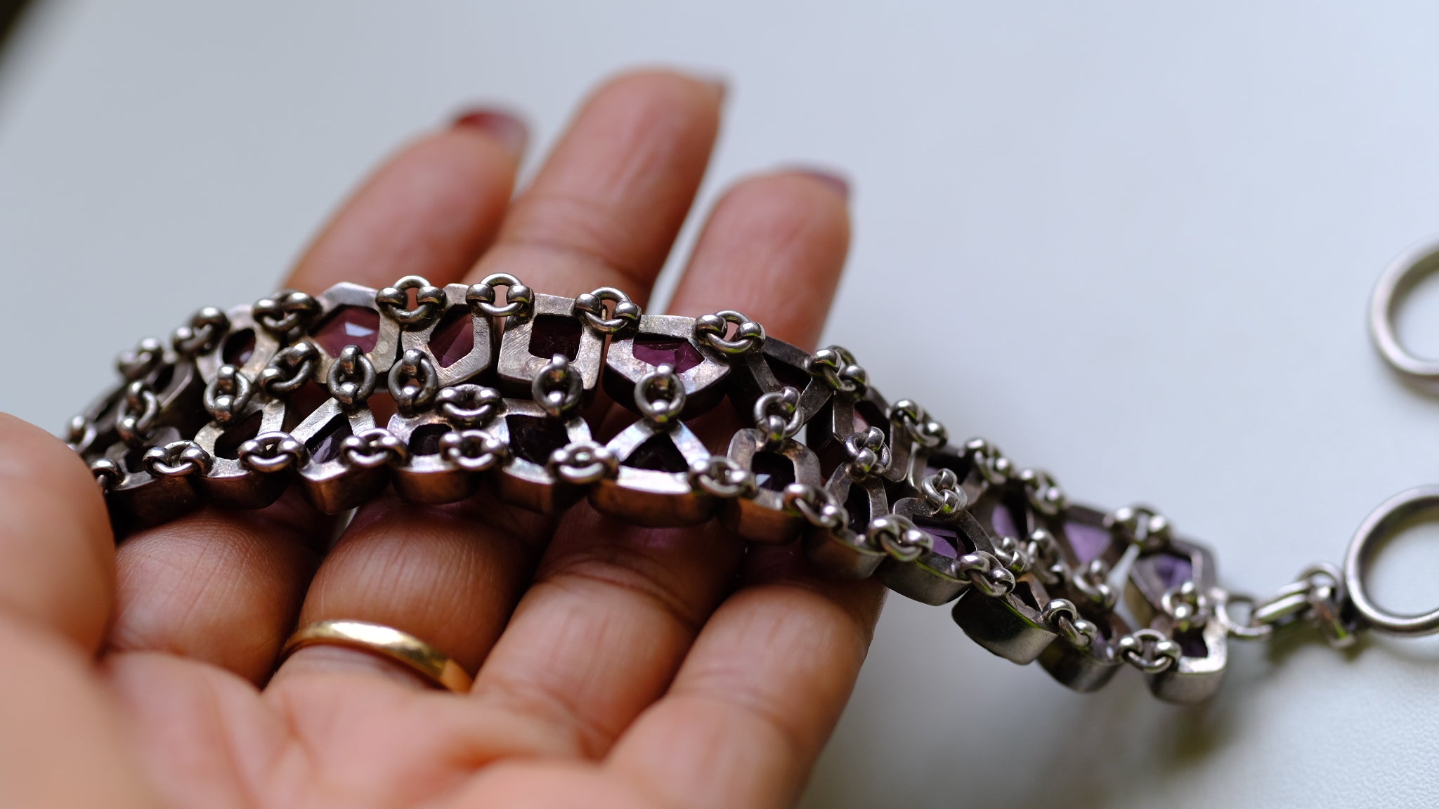 Sterling silver and amethyst bracelet