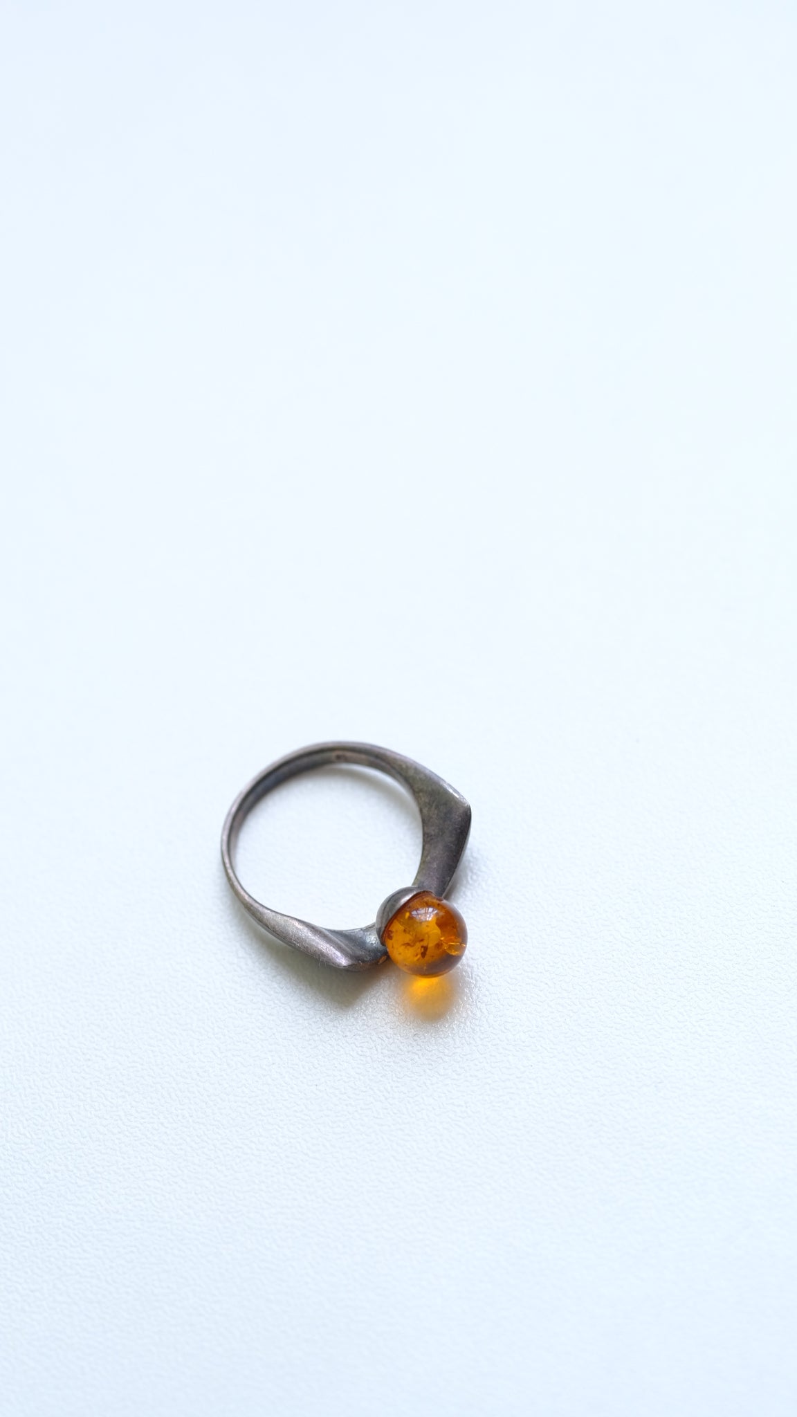 Sterling silver and Baltic amber ring