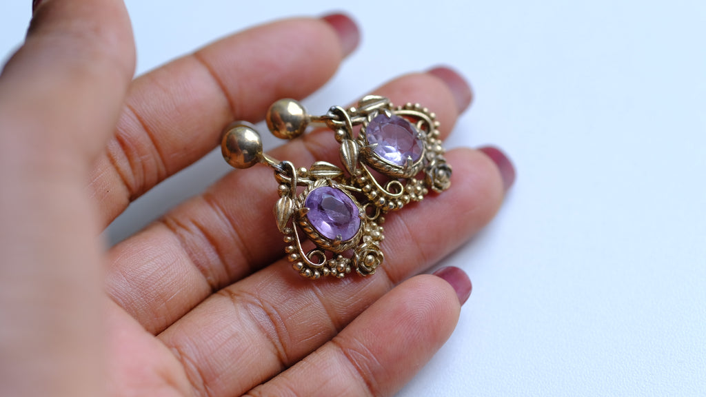 Vintage Amethyst screw back earrings
