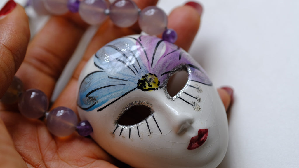 Vintage amethyst and porcelain necklace