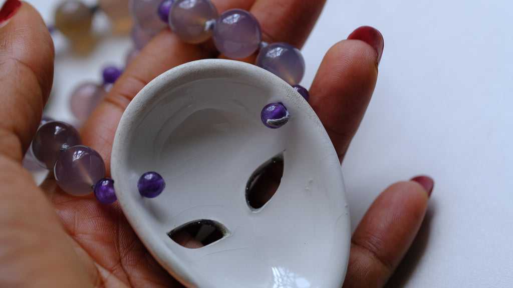 Vintage amethyst and porcelain necklace