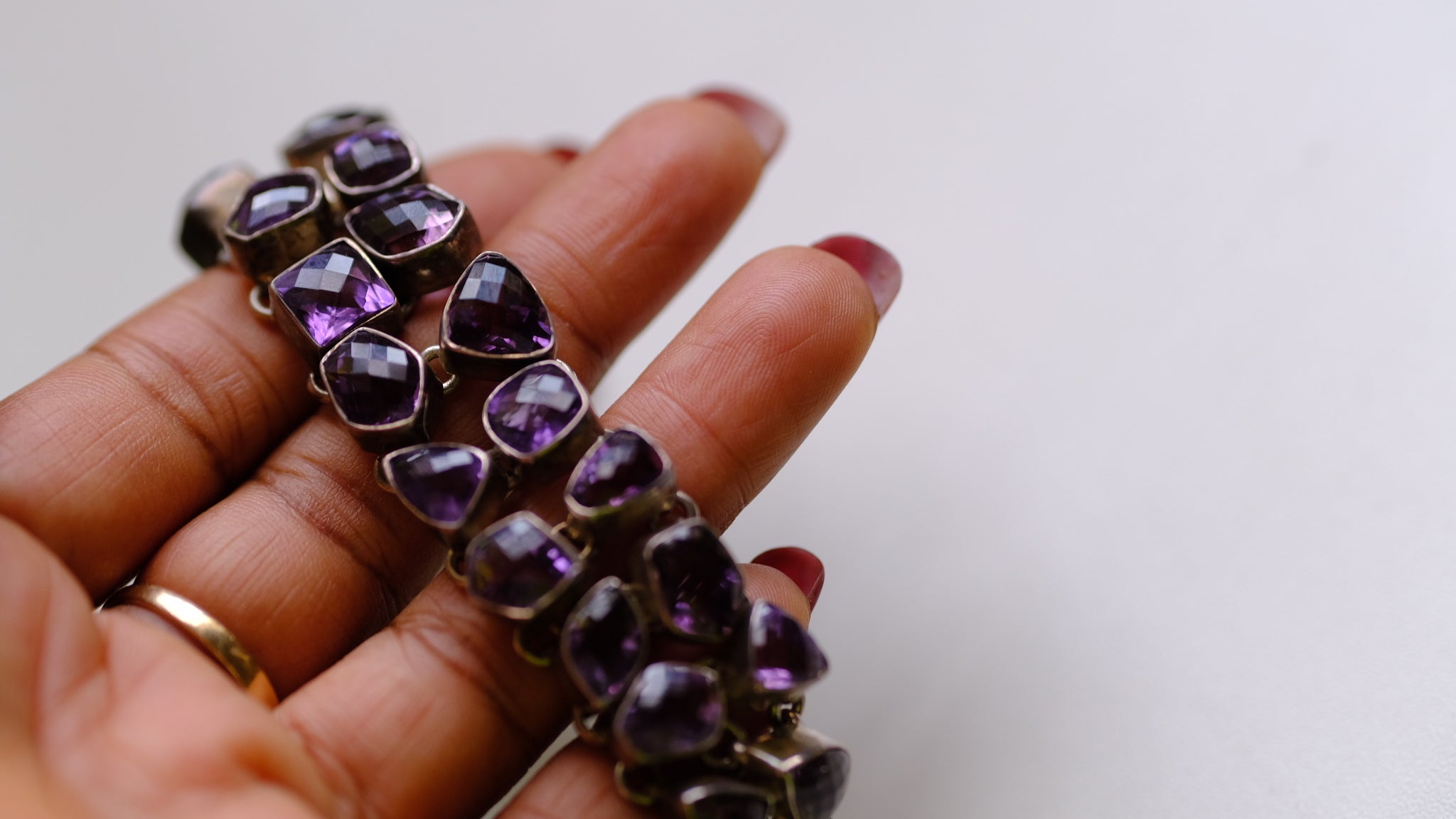 Sterling silver and amethyst bracelet