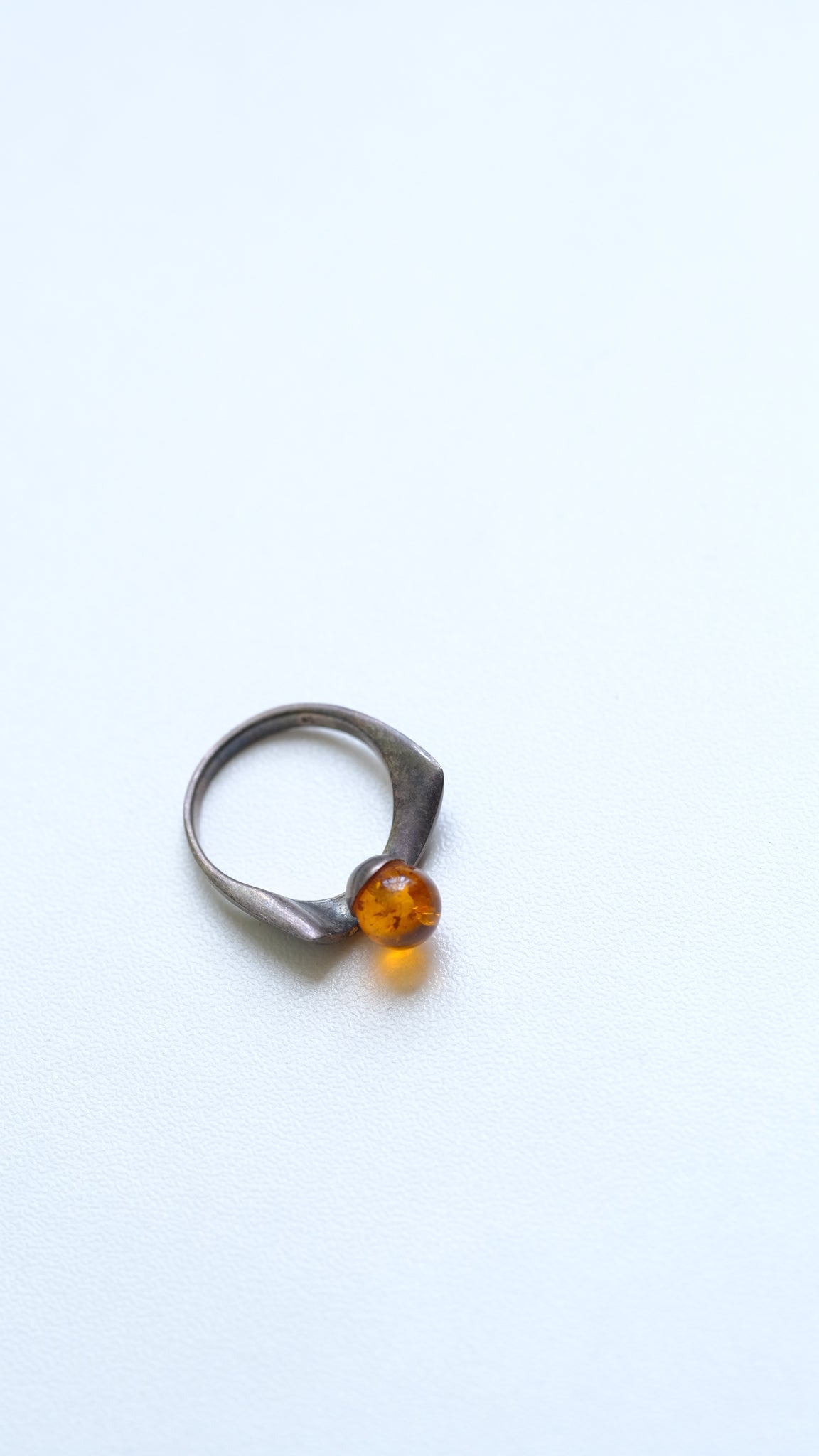 Sterling silver and Baltic amber ring